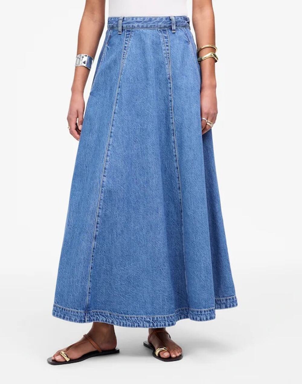 NWT Madewell Midi Skirt in Robertson Wash: Airy Denim Edition Size 28
